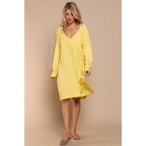 POL Ultra Soft Lightweight Yellow Tunic Midi Dress